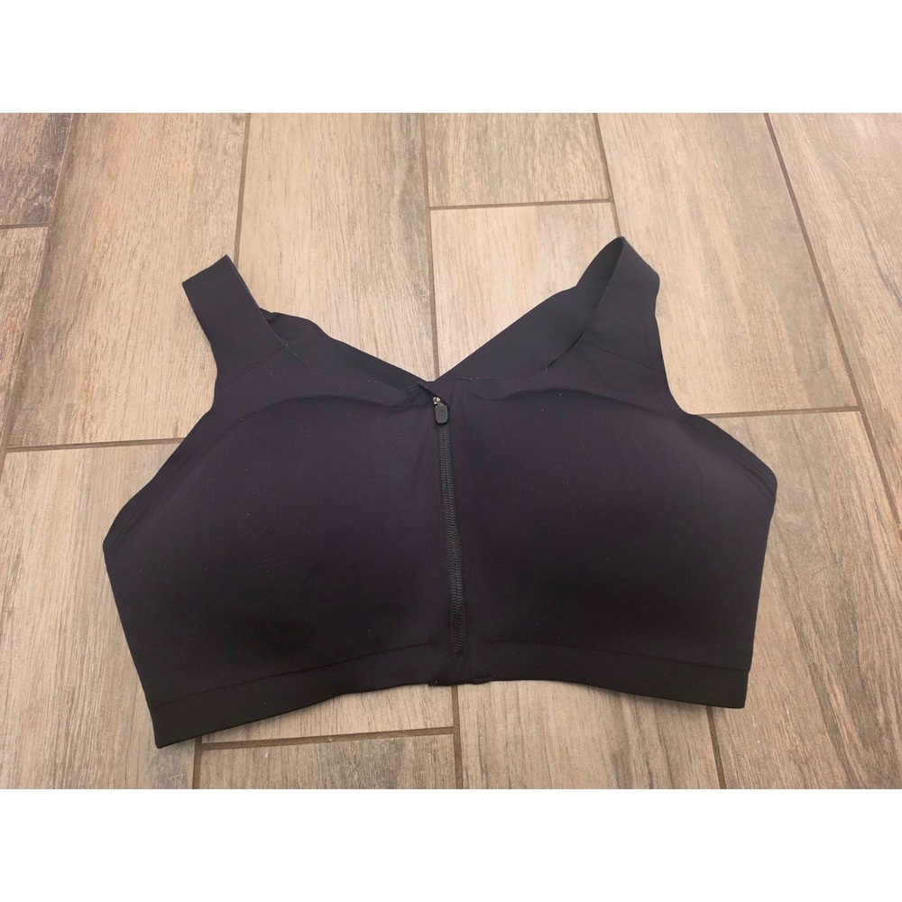 Lululemon Black Enlite Front Zip Sports Bra High Support 38DD LW2CYFS